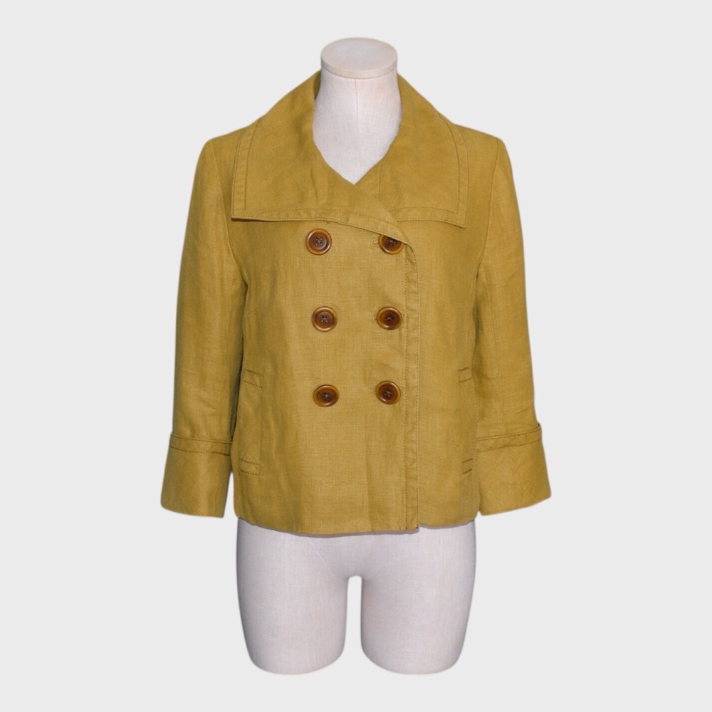 J Crew Mustard Brigitta Linen Jacket
